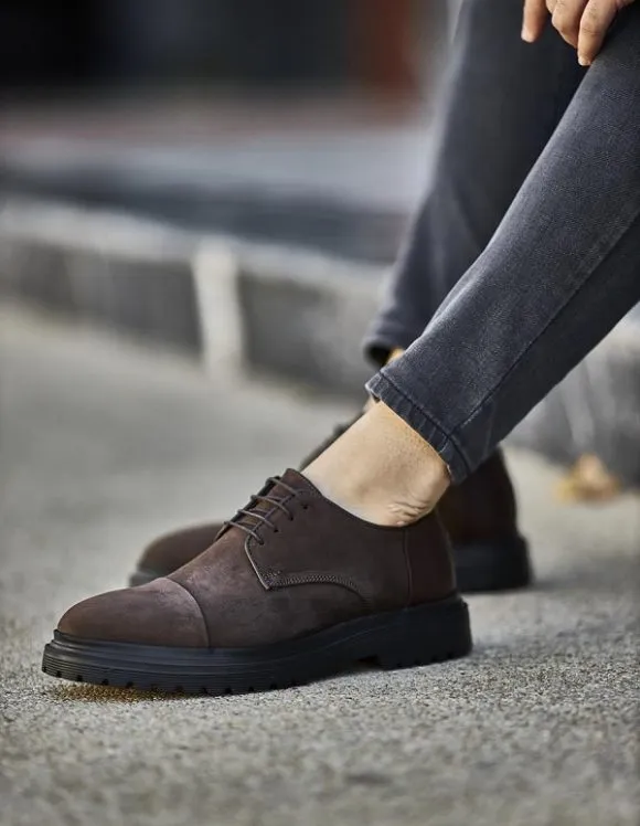 Brown Suede Derby Laces Shoes