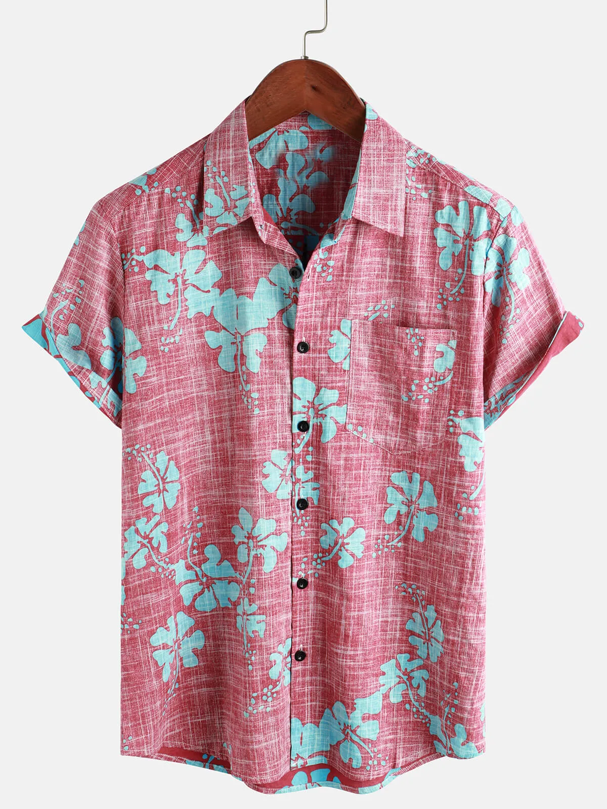 Bundle Of 4 | Men's Retro Button Up Blue Summer Holiday Short Sleeve Shirts
