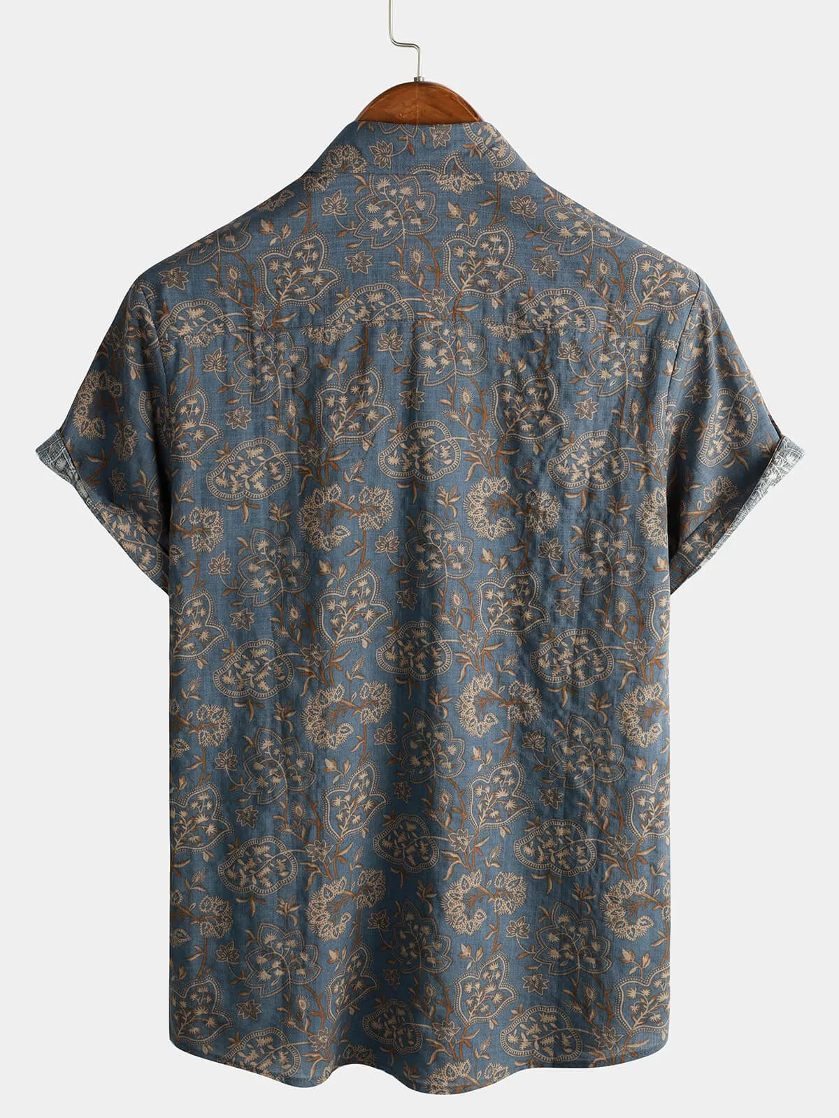 Bundle Of 4 | Men's Retro Button Up Blue Summer Holiday Short Sleeve Shirts