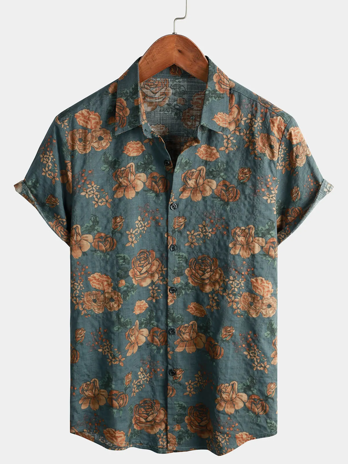 Bundle Of 4 | Men's Retro Button Up Blue Summer Holiday Short Sleeve Shirts