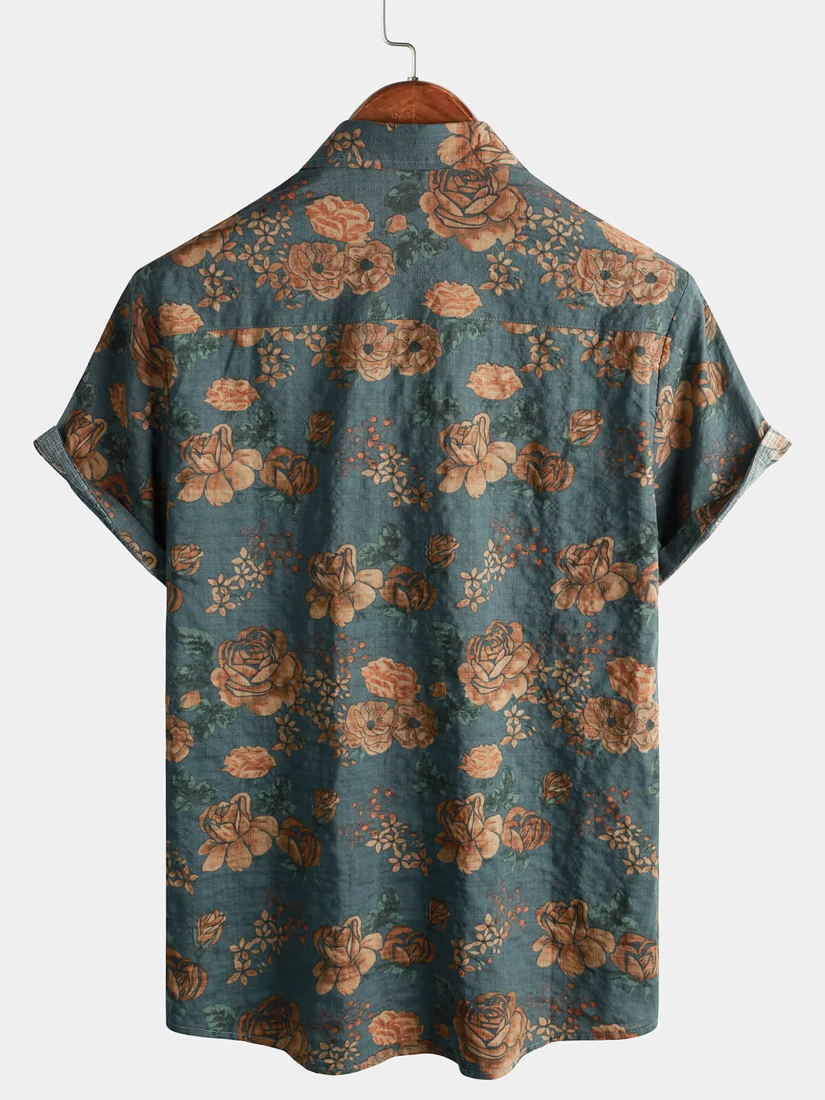 Bundle Of 4 | Men's Retro Button Up Blue Summer Holiday Short Sleeve Shirts