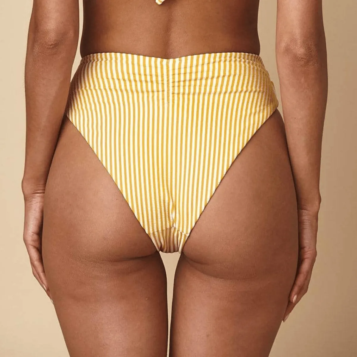 Canary Stripe Paula Tie-Up Bikini Bottom