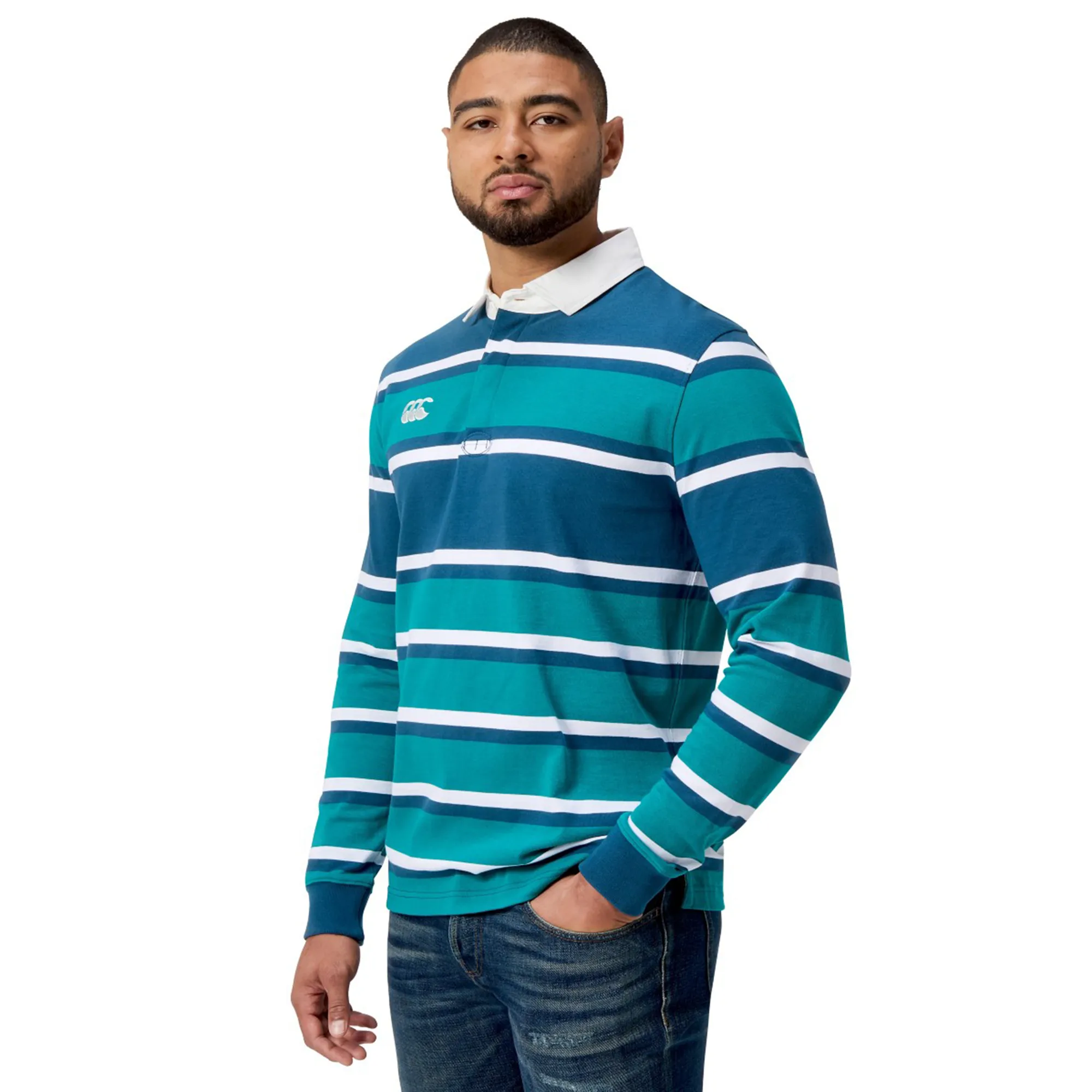 Canterbury Engineered Long Sleeve Striped Rugby Jersey