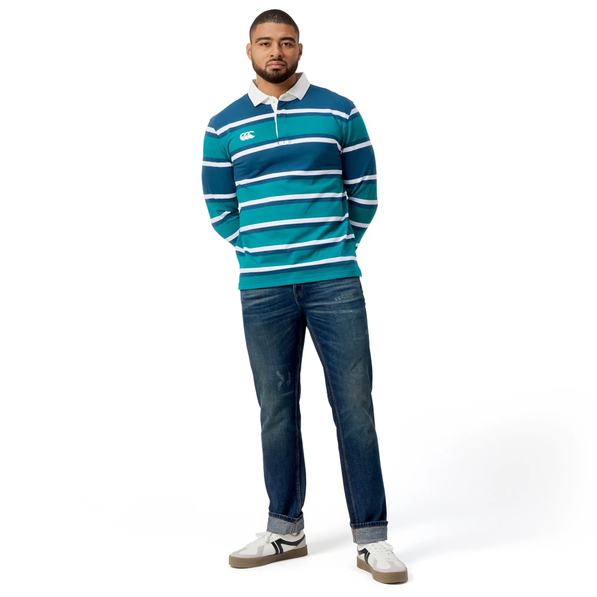 Canterbury Engineered Long Sleeve Striped Rugby Jersey