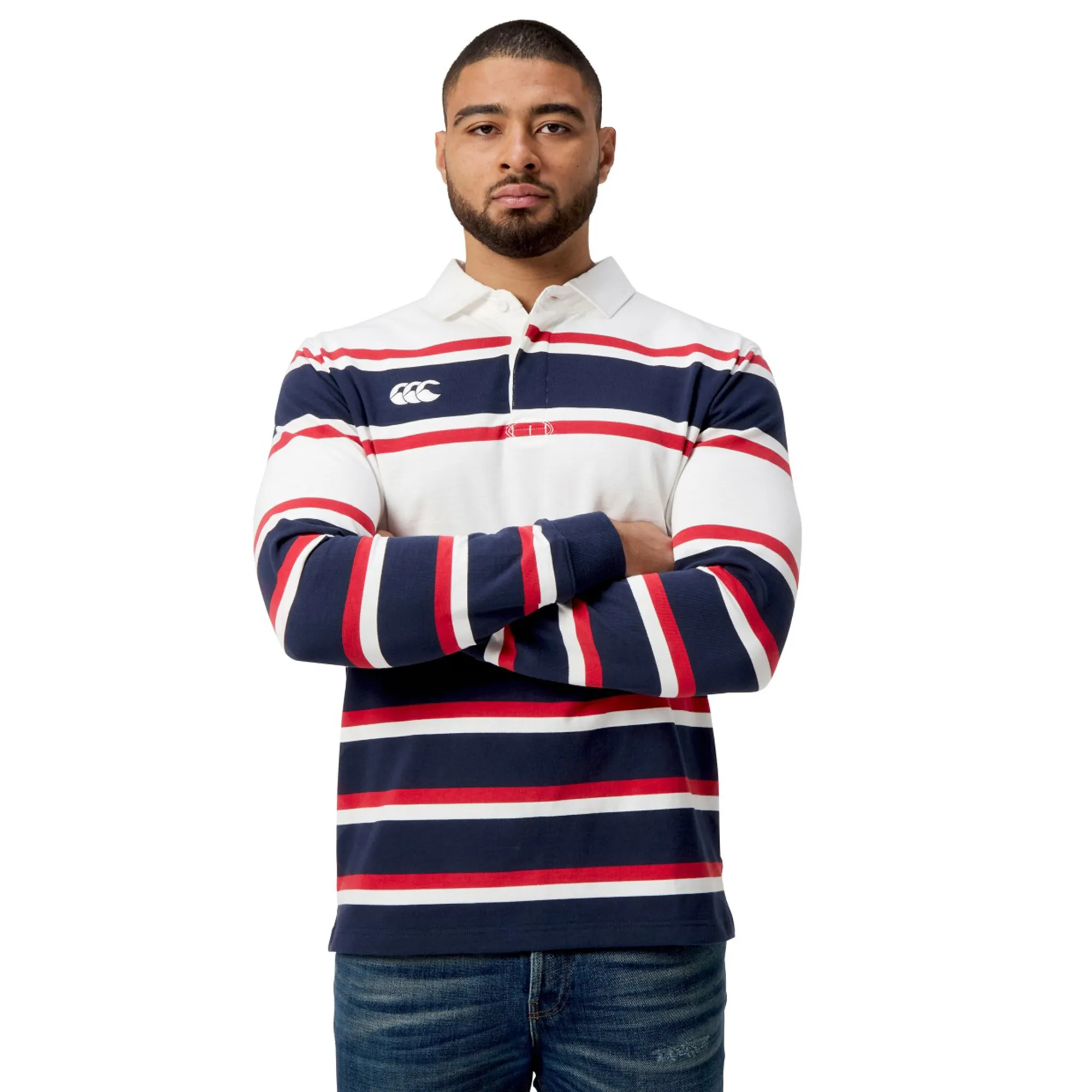 Canterbury Engineered Long Sleeve Striped Rugby Jersey