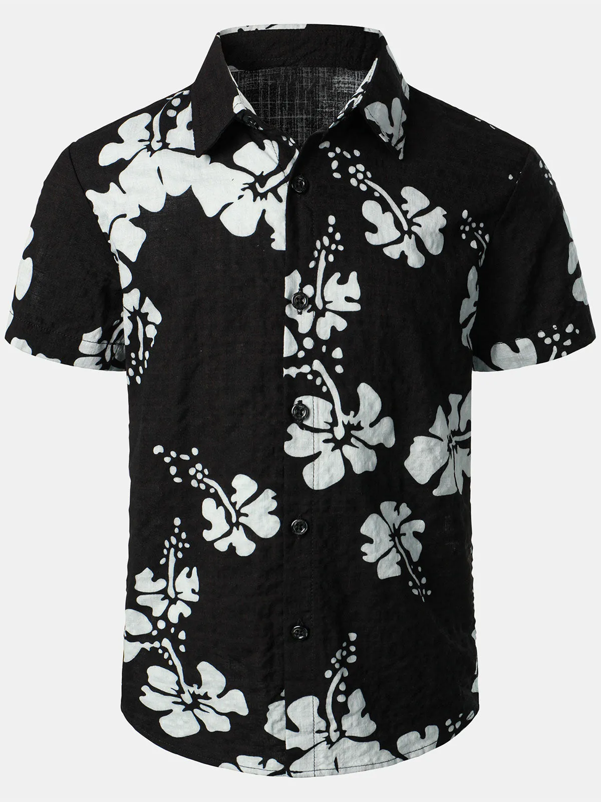 Children's Hawaiian Floral Print Tropical Aloha Holiday Beach Short Sleeve Shirt
