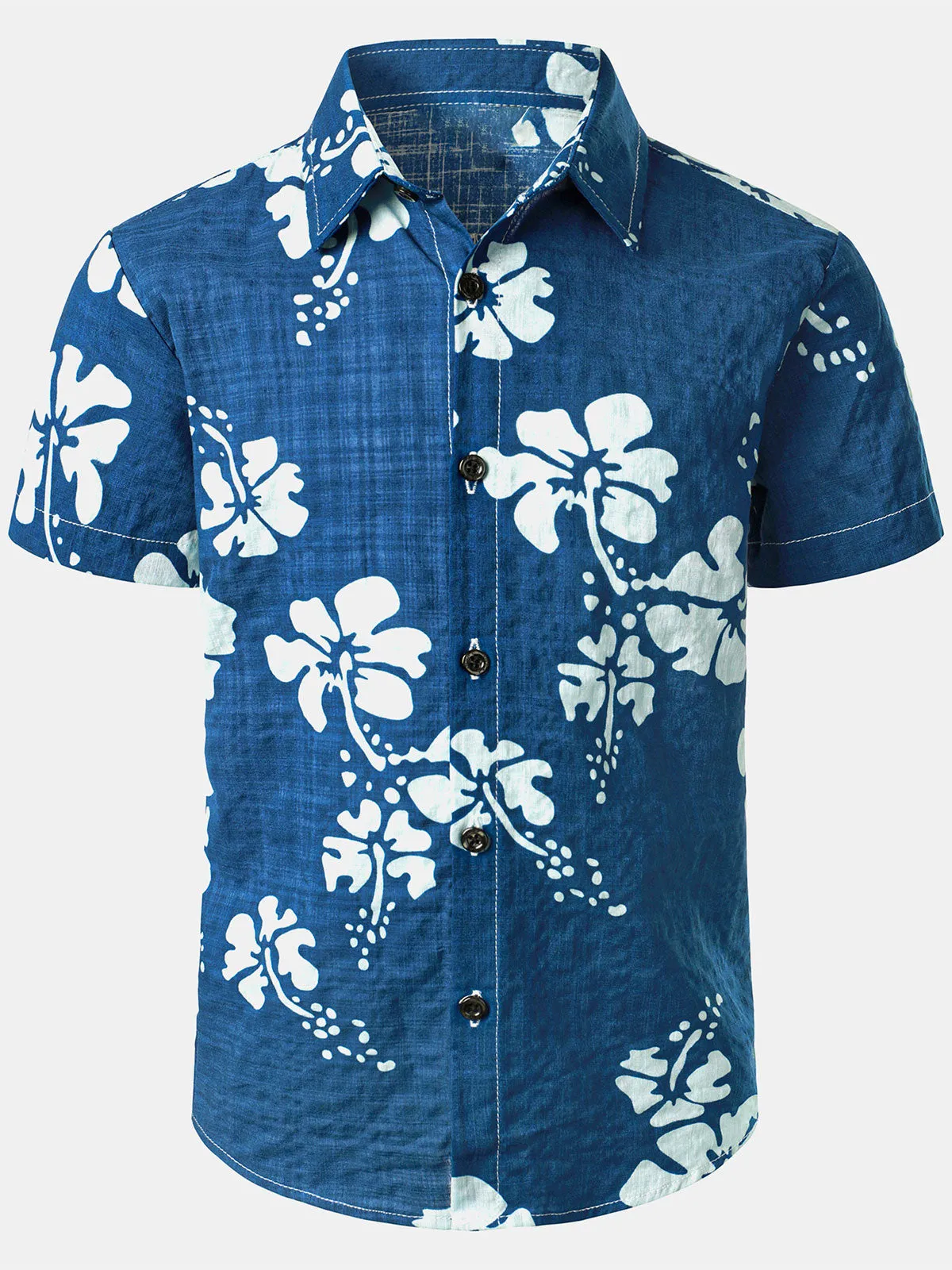 Children's Hawaiian Floral Print Tropical Aloha Holiday Beach Short Sleeve Shirt
