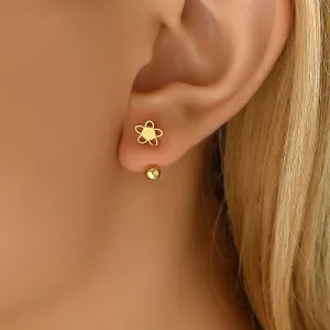 Childrens, Teens' and Mothers' Earrings:  18k Gold over Surgical Steel Flower Earrings  with Screw Backs and Gift Box
