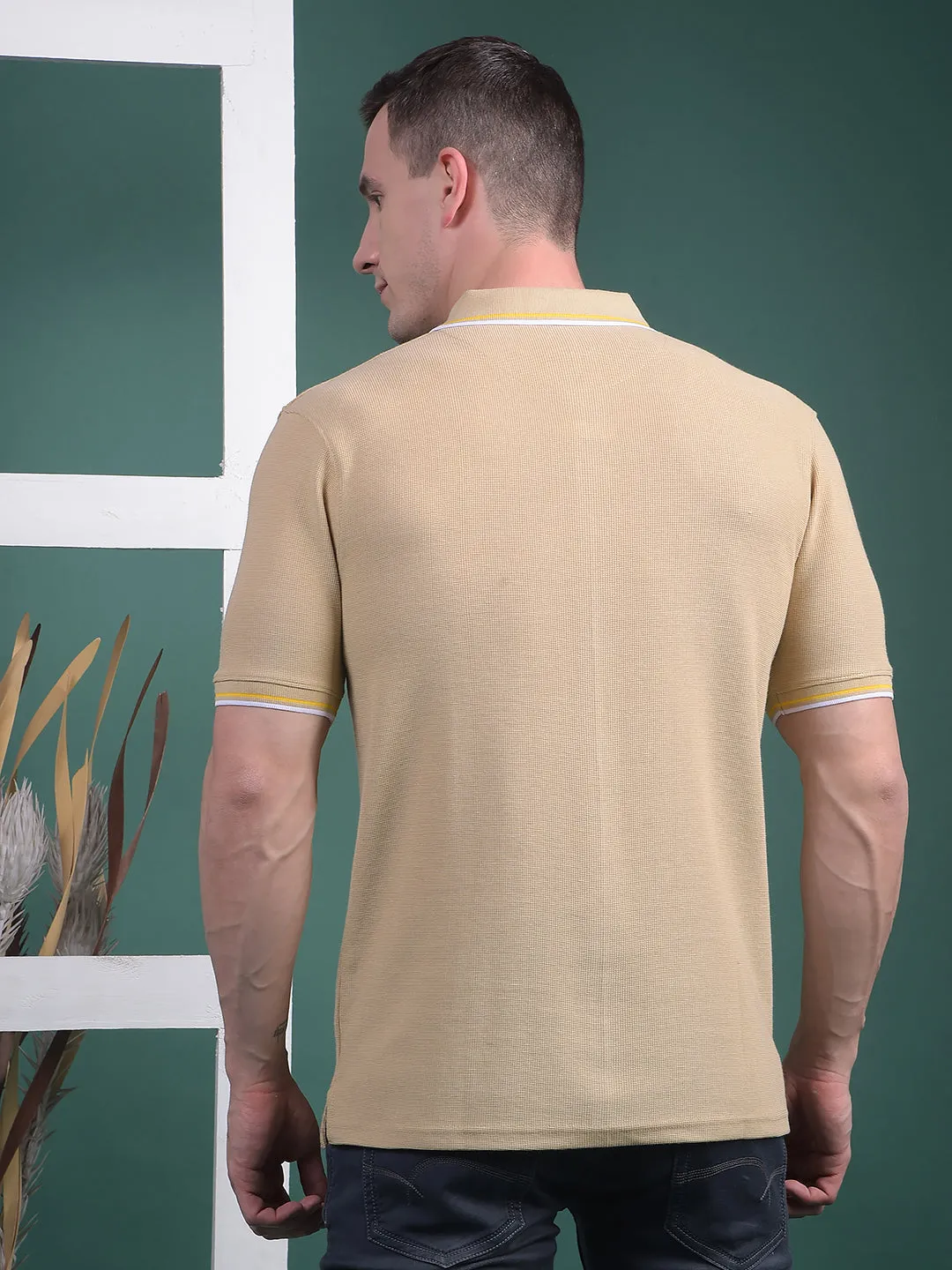 COBB SOLID FAWN POLO NECK T-SHIRT