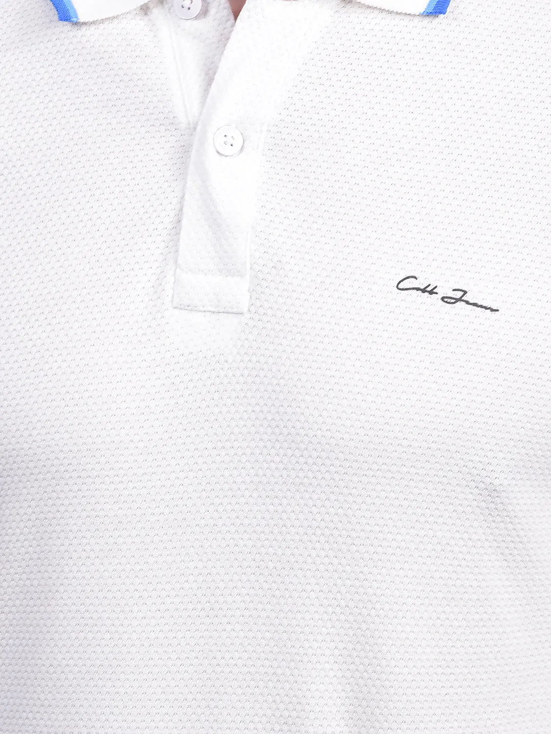 COBB SOLID WHITE POLO NECK T-SHIRT