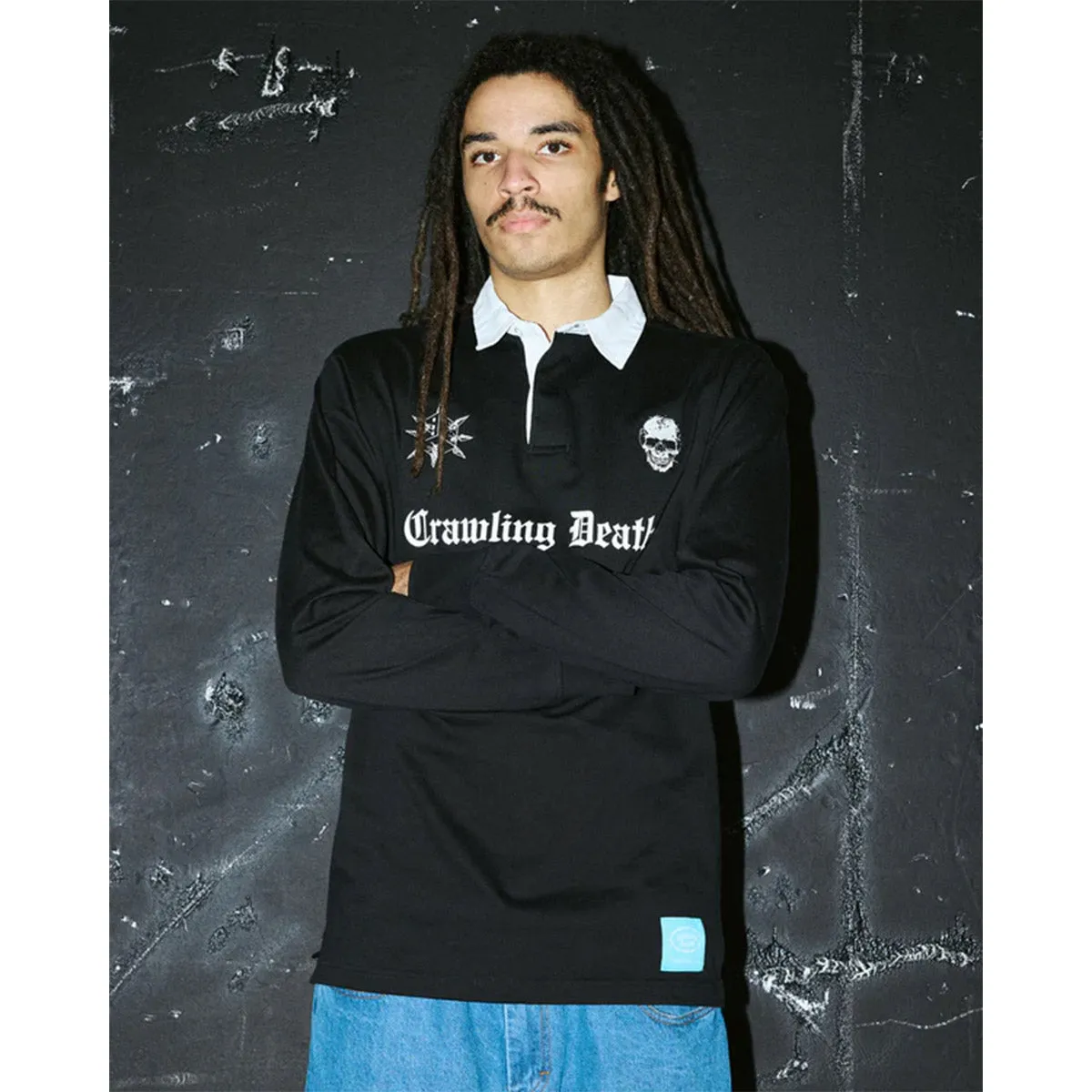 Crawling Death - Spike Dice Rugby Shirt Black