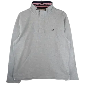 Crew Clothing Company Grey Pique Rugby Shirt with Pink Collar SZ Medium