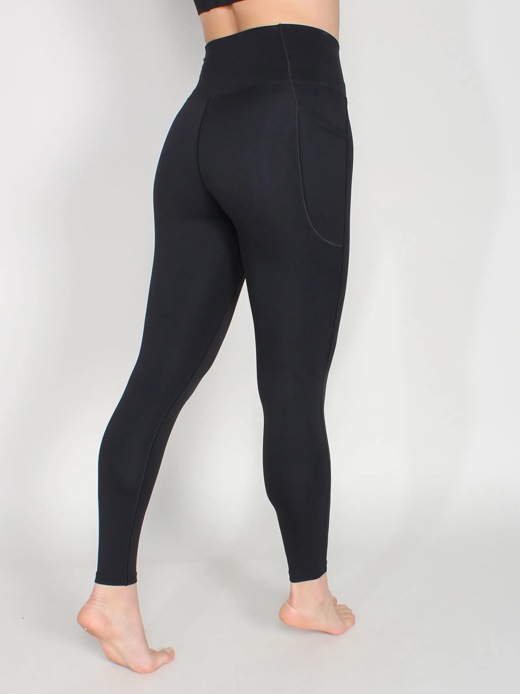Crisscross high waist tights - black