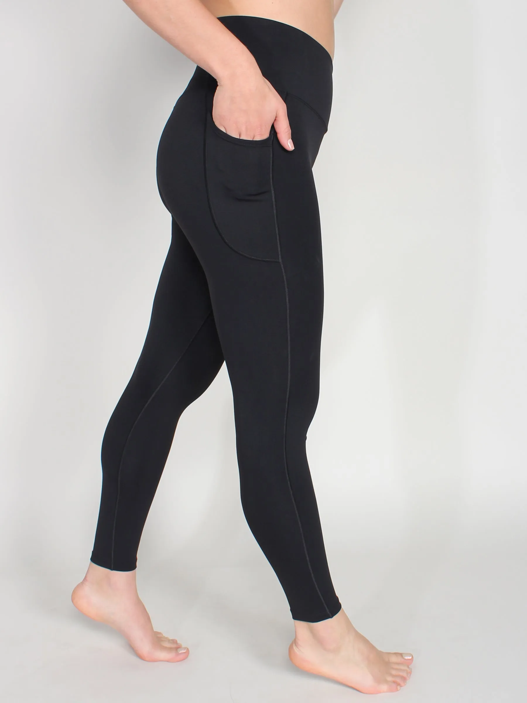 Crisscross high waist tights - black