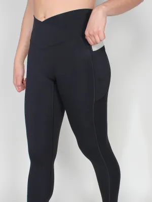Crisscross high waist tights - black
