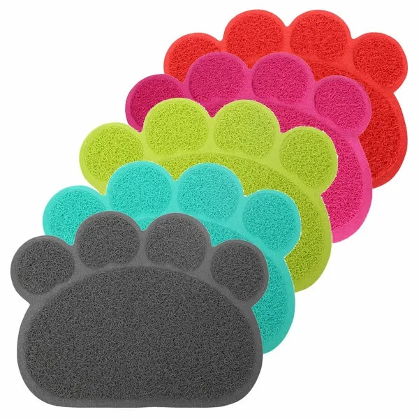 Cute Footprint Pet Dog Cat Puppy PVC Placemat Dish Bowl Feeding Food Mat Litter Tray Wipe Clean Pad