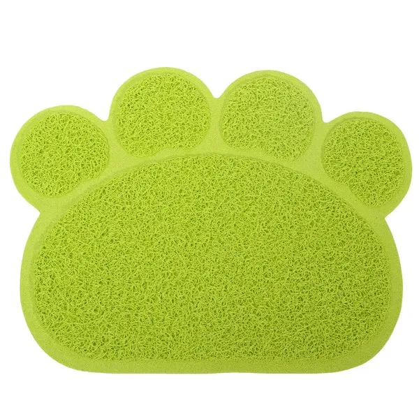 Cute Footprint Pet Dog Cat Puppy PVC Placemat Dish Bowl Feeding Food Mat Litter Tray Wipe Clean Pad