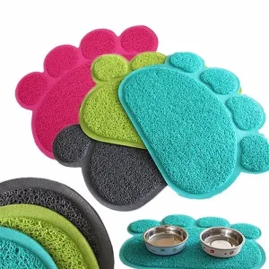 Cute Footprint Pet Dog Cat Puppy PVC Placemat Dish Bowl Feeding Food Mat Litter Tray Wipe Clean Pad