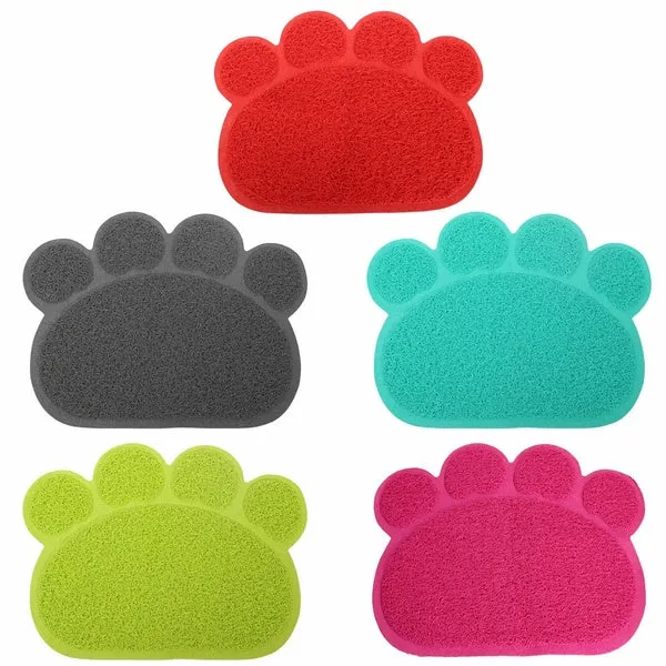 Cute Footprint Pet Dog Cat Puppy PVC Placemat Dish Bowl Feeding Food Mat Litter Tray Wipe Clean Pad