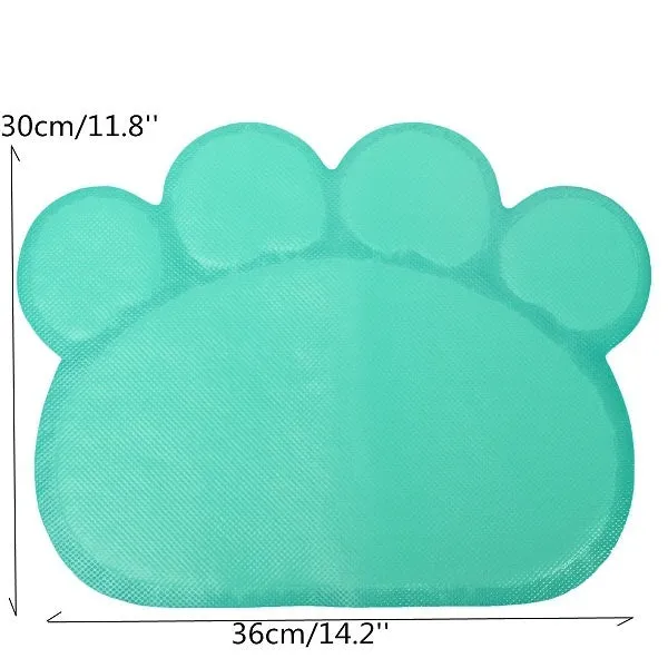 Cute Footprint Pet Dog Cat Puppy PVC Placemat Dish Bowl Feeding Food Mat Litter Tray Wipe Clean Pad