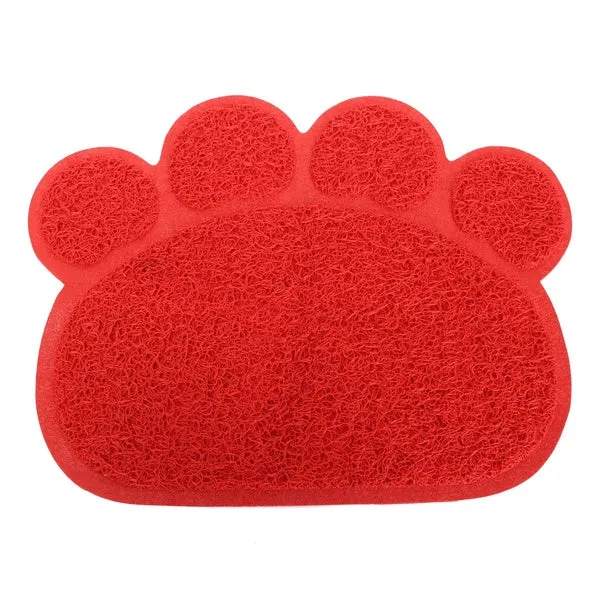 Cute Footprint Pet Dog Cat Puppy PVC Placemat Dish Bowl Feeding Food Mat Litter Tray Wipe Clean Pad