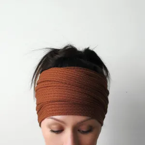 DARK BURNT ORANGE Waffle Knit Head Scarf