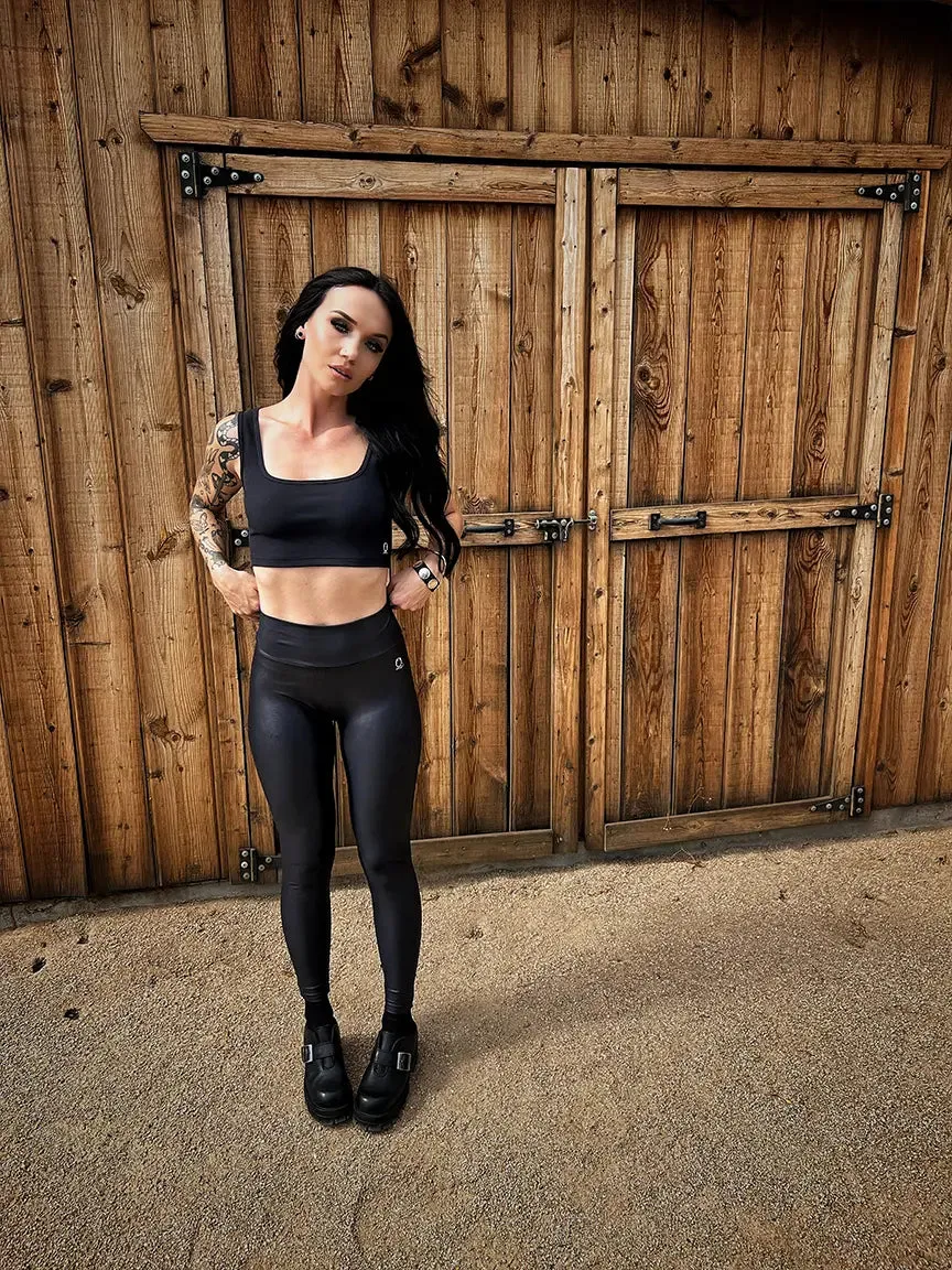 DDD RIBBON FAUX LEATHER LEGGINGS