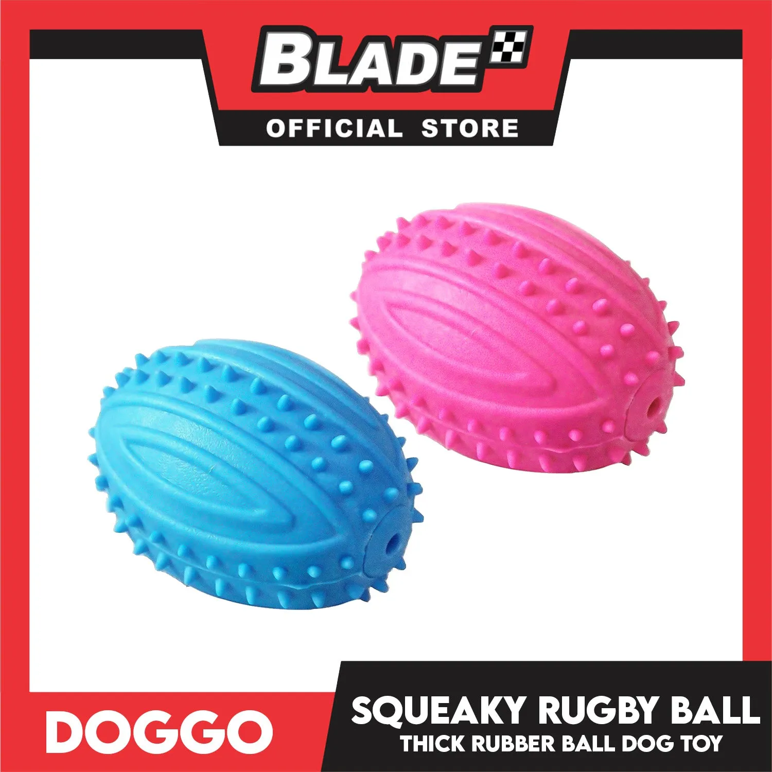 Doggo Squeaky Rugby (Pink) Thick Fiber Rubber Material Pet Toy