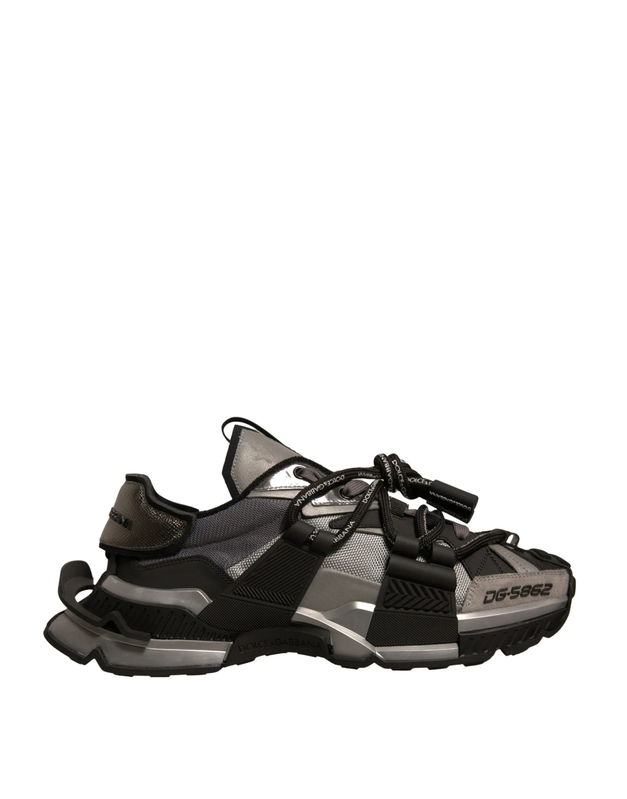 Dolce & Gabbana Black Gray Low Top Space Sneakers Shoes