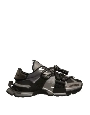Dolce & Gabbana Black Gray Low Top Space Sneakers Shoes
