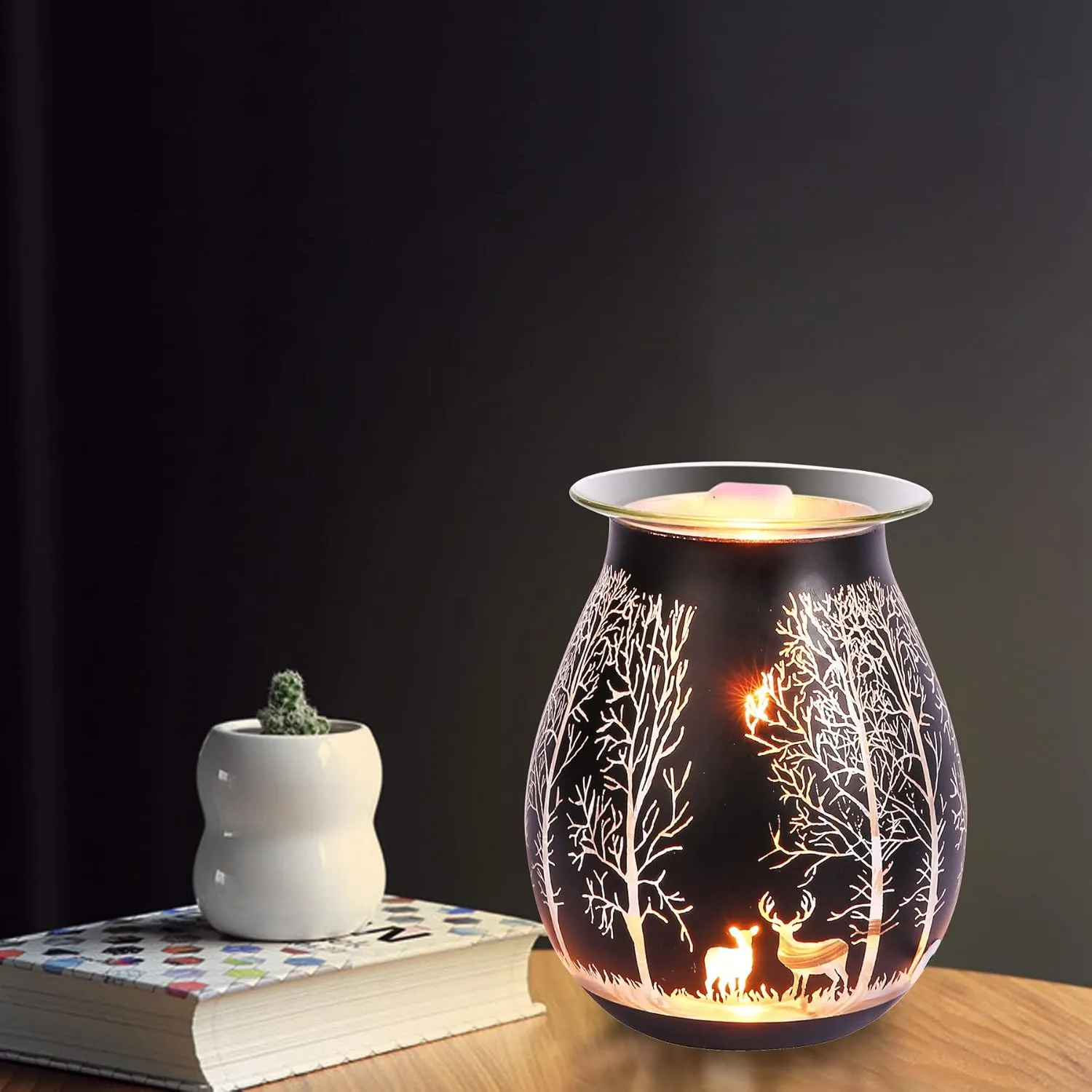 Electric Wax Warmer for Scented Wax Melters,Glass Wax Melt Warmer Black,Warme...