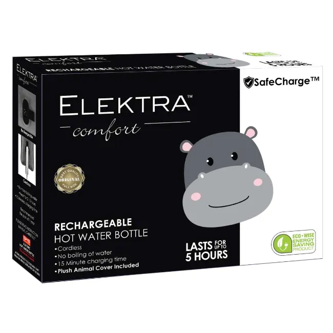 ELEKTRA HOT WATER BOTTLE PINK HIPPO SEL-2505