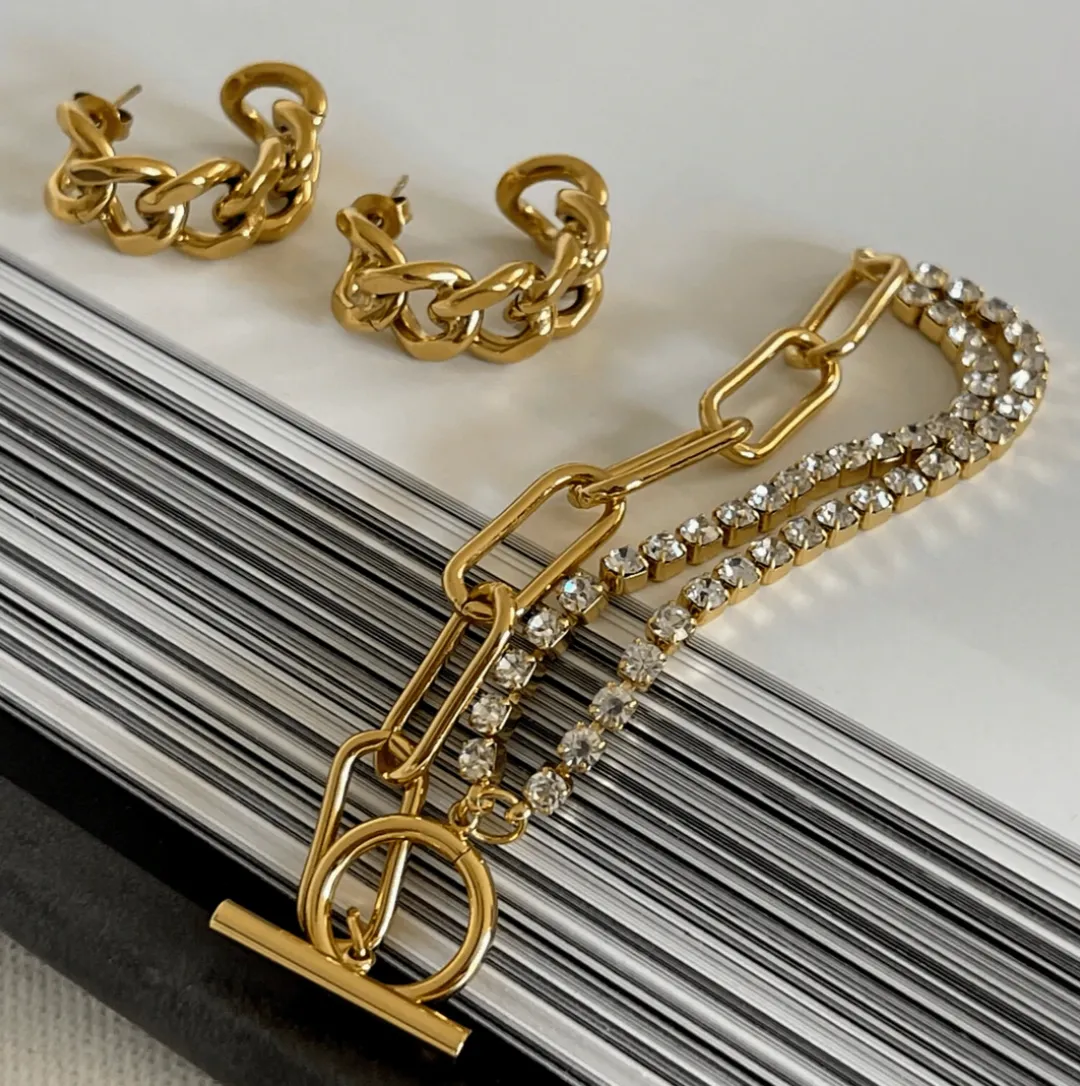 Ellie Vail Water Resistant Jewelry - Braxton Chain Hoop Earring