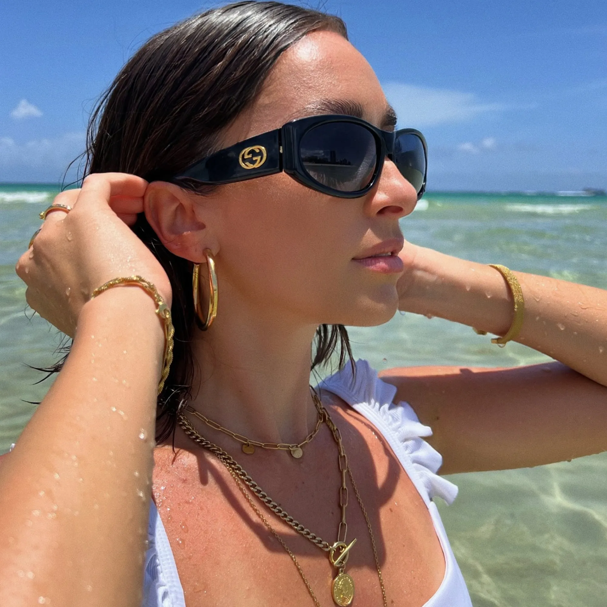Ellie Vail Water Resistant Jewelry - Flora Large Hoop Earring