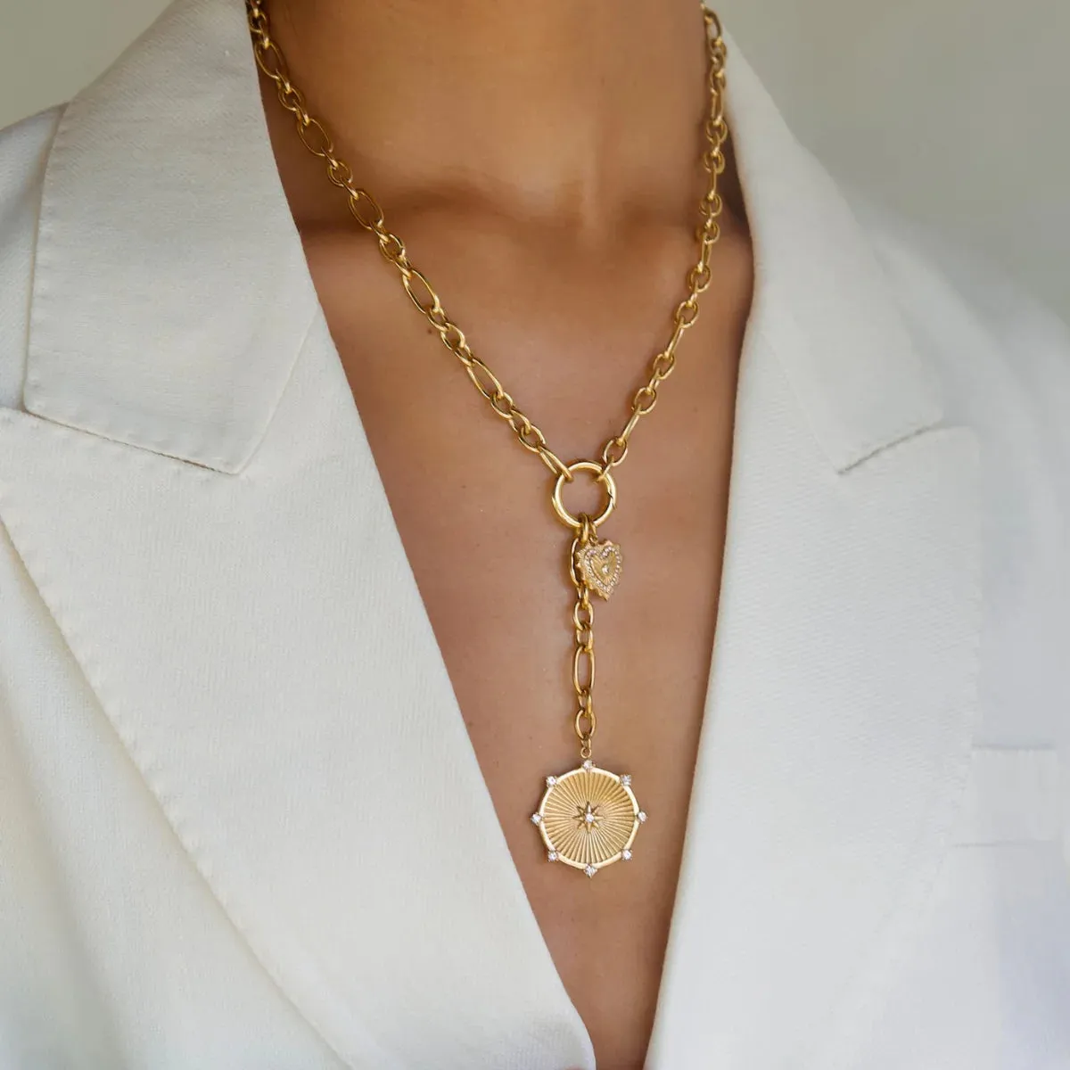 Ellie Vail Water Resistant Jewelry - Linden Toggle Chain Medallion Lariat Necklace