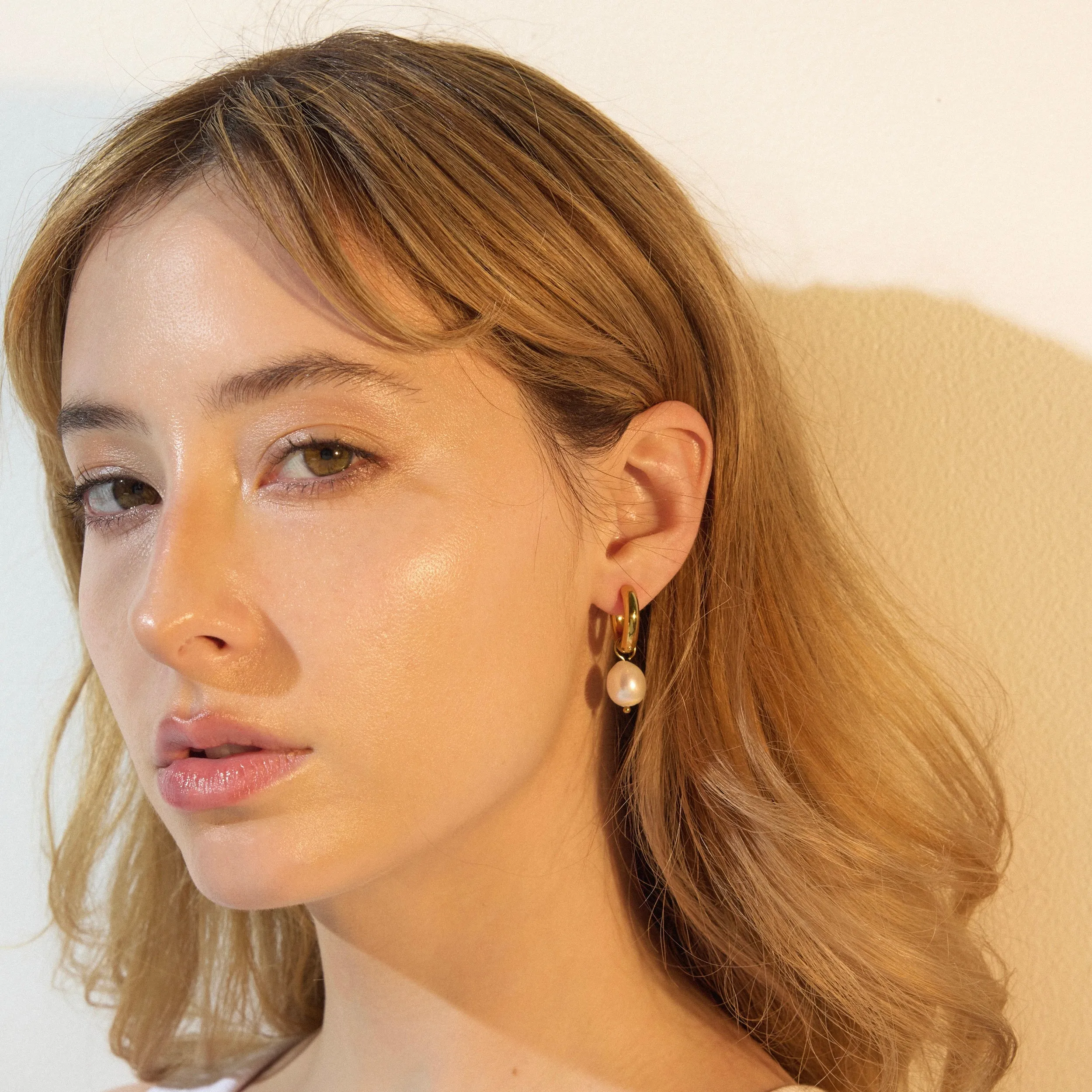 Ellie Vail Water Resistant Jewelry - Melrose Mini Hoop Pearl Earrings