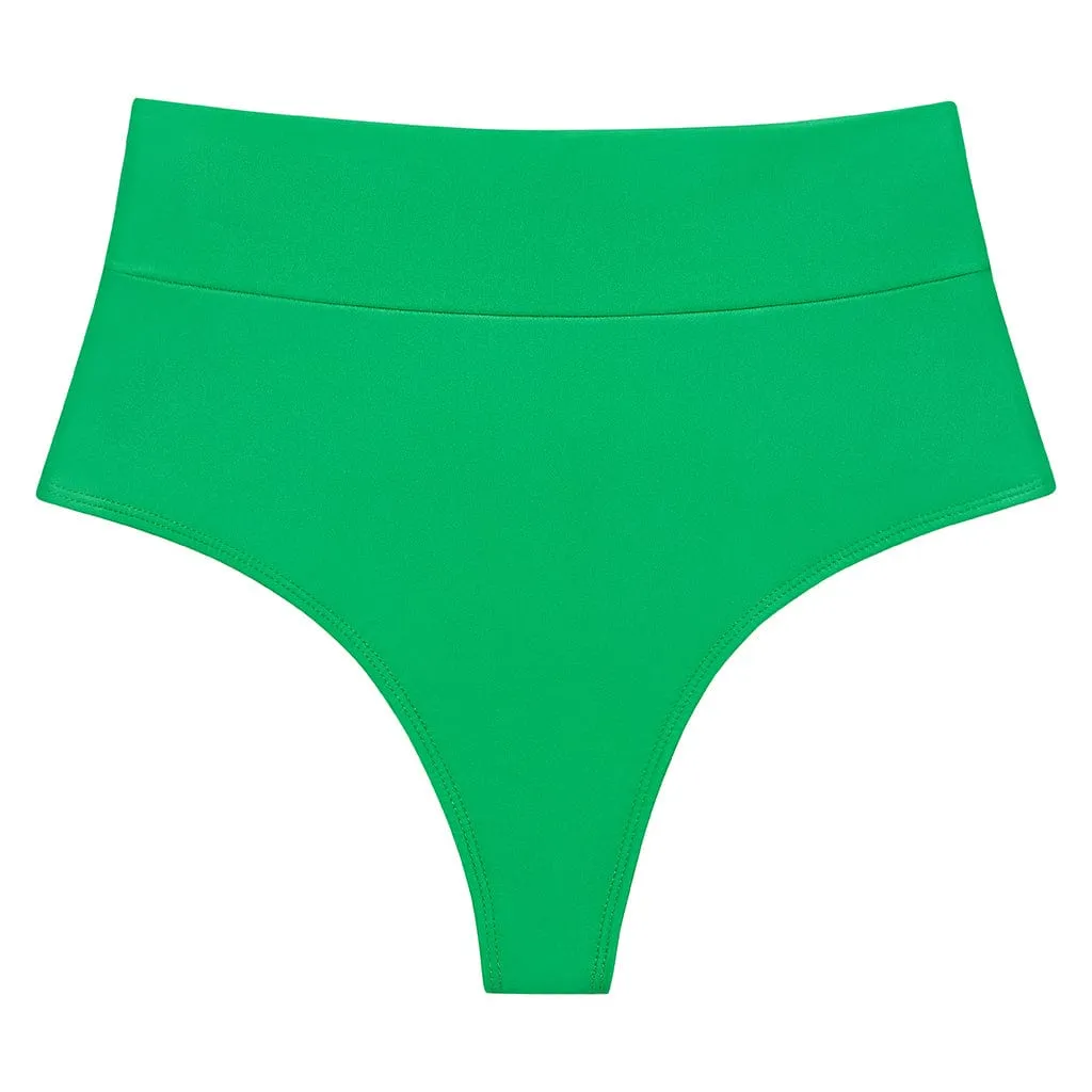 Emerald Shimmer Full Coverage High Rise Bikini Bottom
