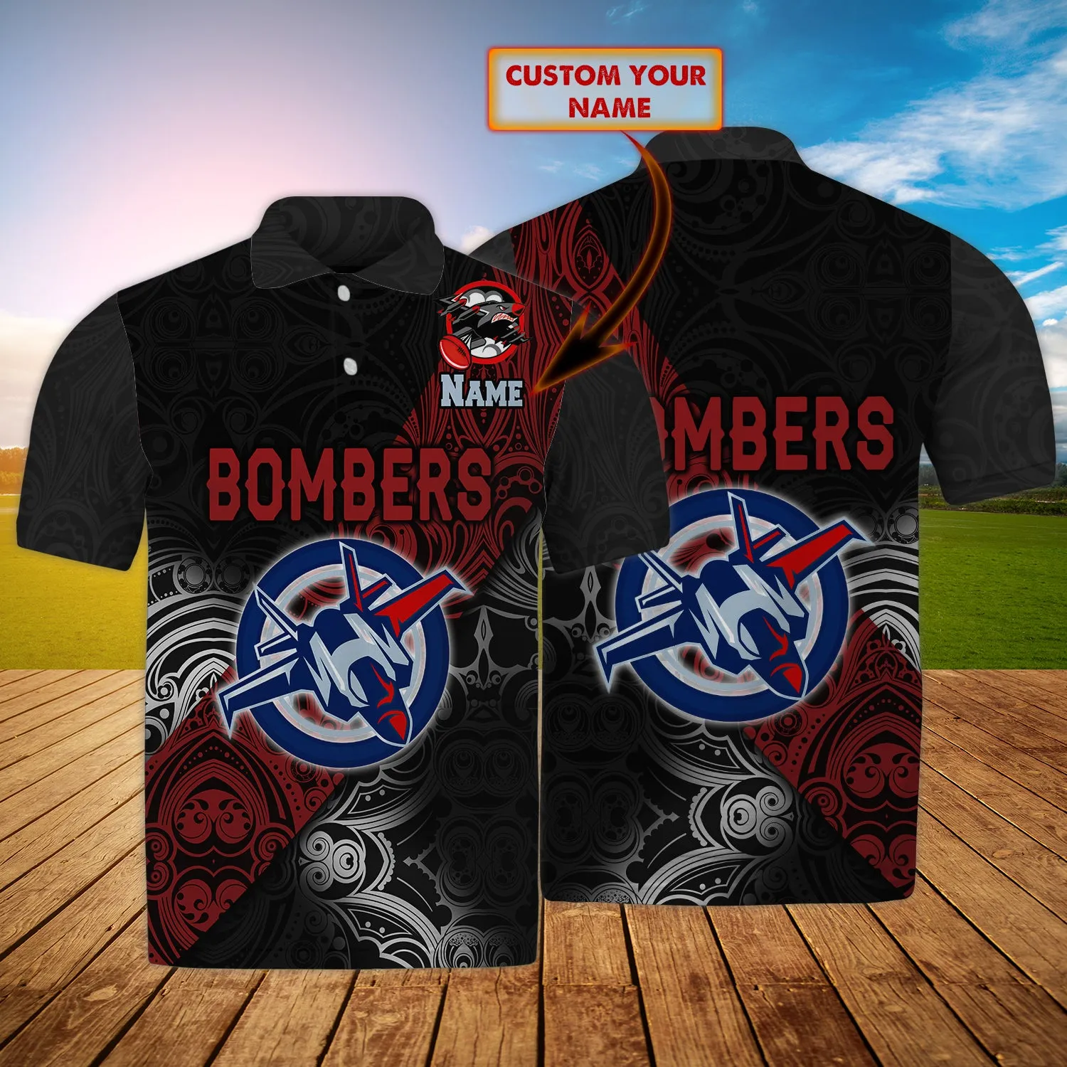 Essendon Bombers 1  - Personalized Name 3D Polo Shirt - Loop - Nt168 - Ct188