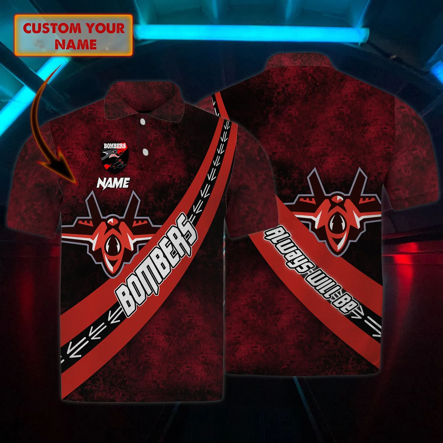 Essendon Bombers 2  - Personalized Name 3D Polo Shirt - Loop - Nt168 - Ct189