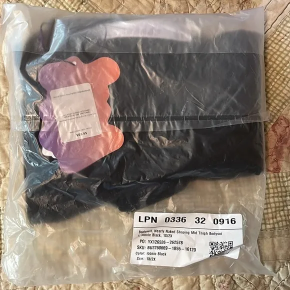 Fabletics Nearly Naked Shaping Mid Thigh Bodysuit in Black Size 1X 2X NWT