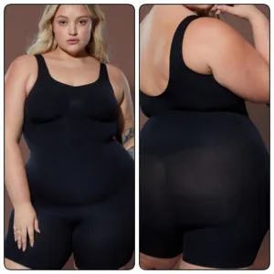 Fabletics Nearly Naked Shaping Mid Thigh Bodysuit in Black Size 1X 2X NWT
