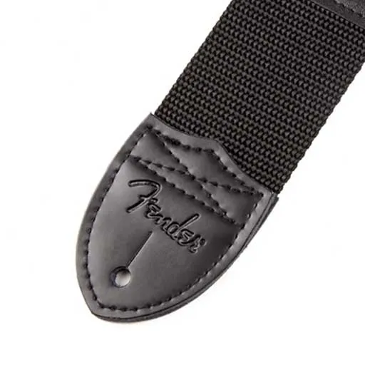 Fender 2inch Black Poly Strap, Black w/ Yellow Fender Logo