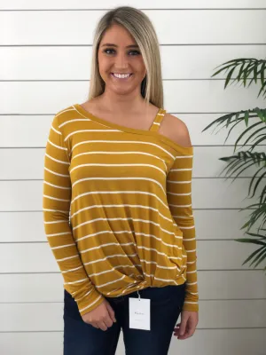 Festival Ready One Shoulder Striped Knot Top