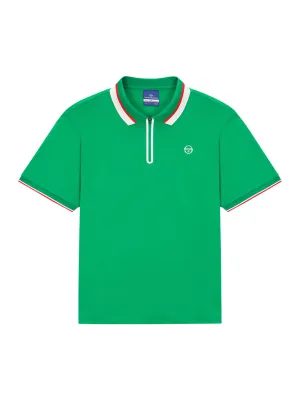 Flag Half-Zip Polo Shirt- Green