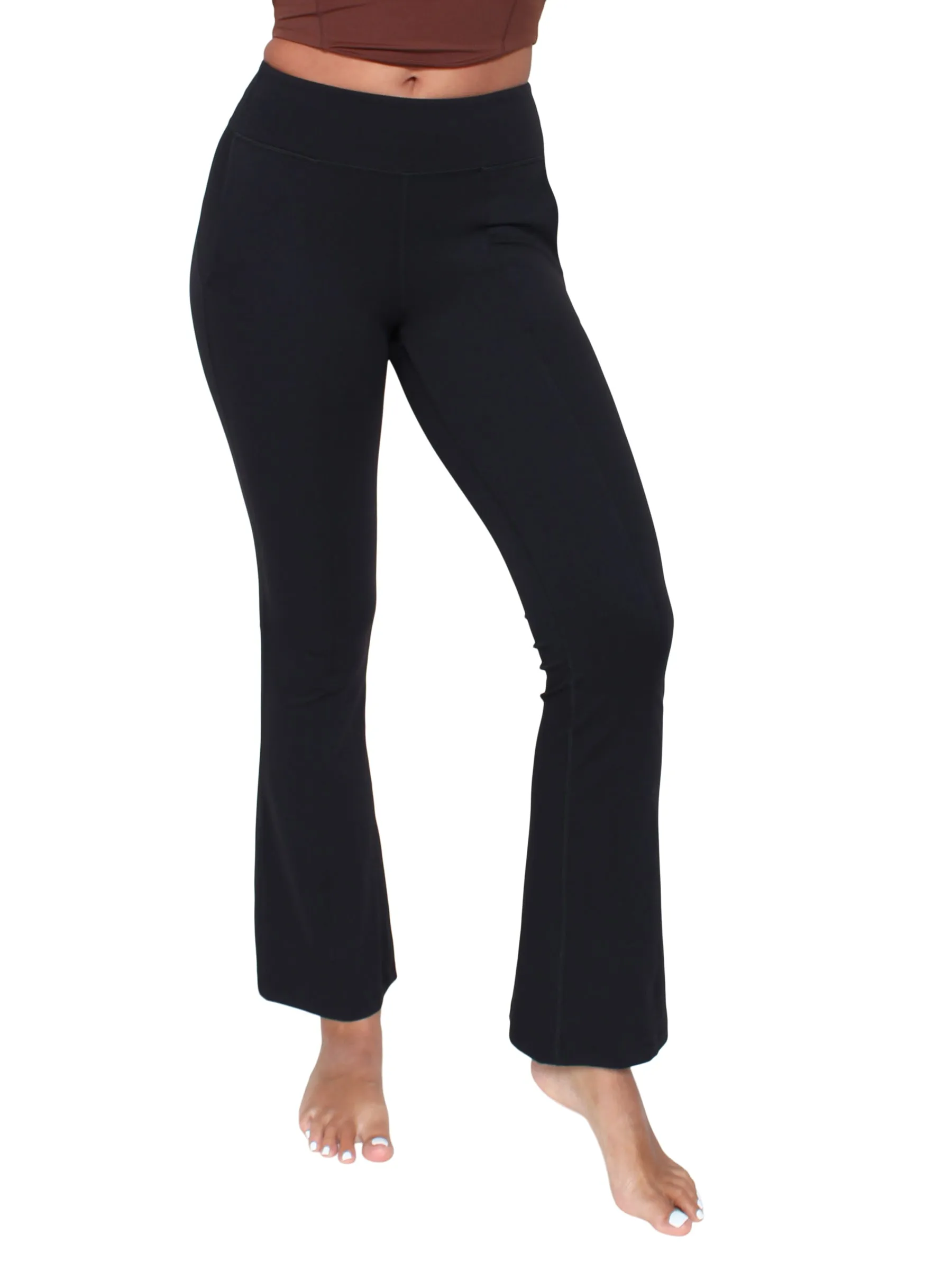 Flared Seam Front City Tights - Black