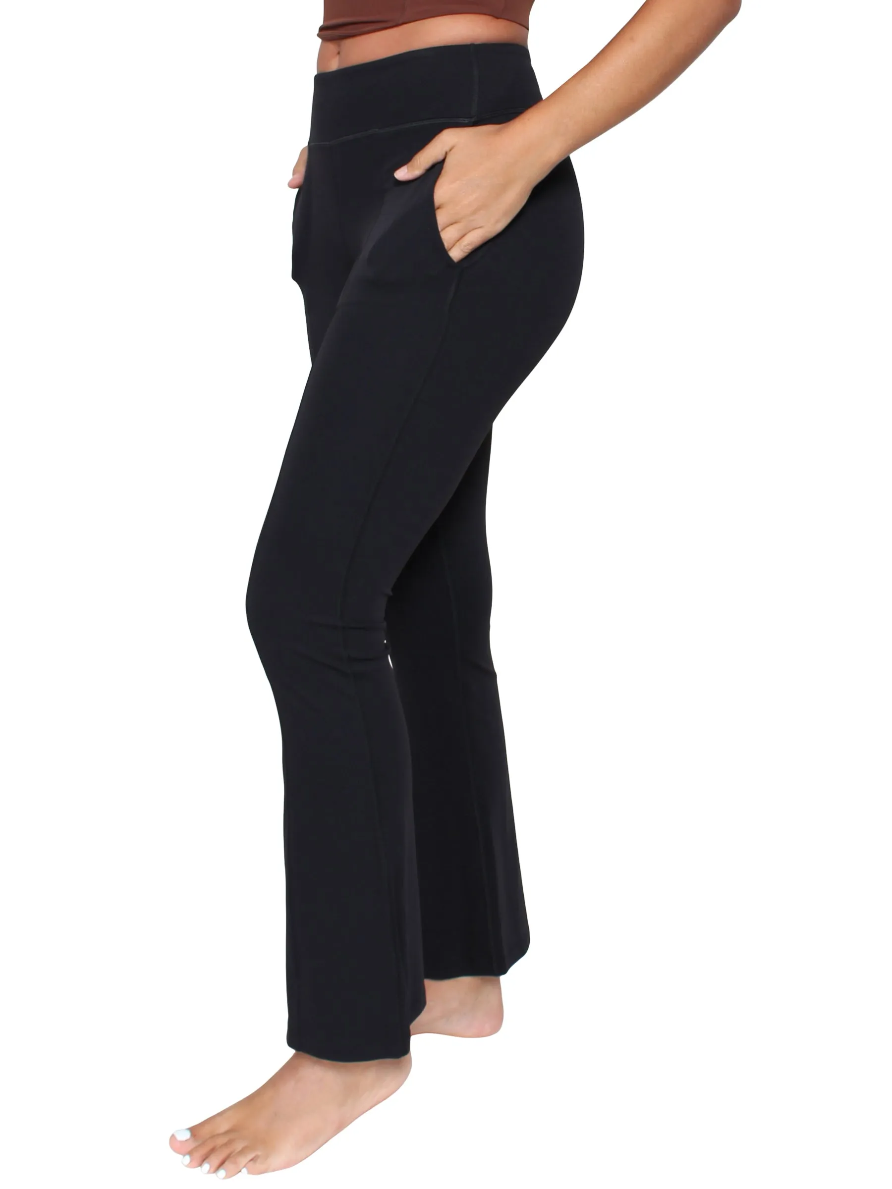 Flared Seam Front City Tights - Black