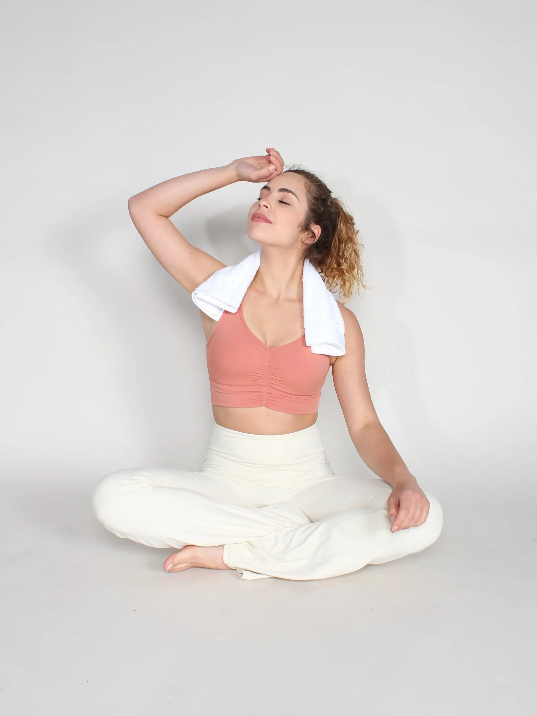 Flared yoga high waist tights - cream