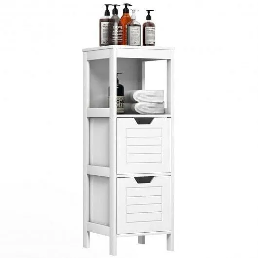 Floor Cabinet Multifunction Storage Rack Stand Organizer - Color: White