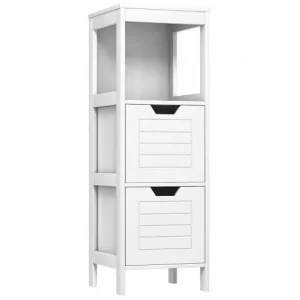 Floor Cabinet Multifunction Storage Rack Stand Organizer - Color: White