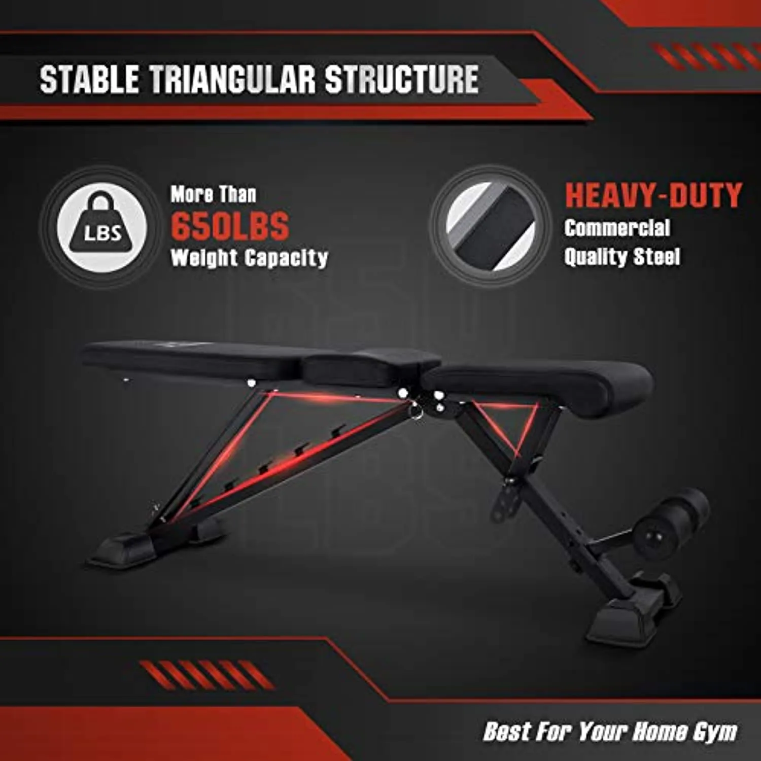 FLYBIRD Adjustable Bench,Utility Weight Bench for Full Body Workout- Multi-Purpose Foldable incline/decline Bench